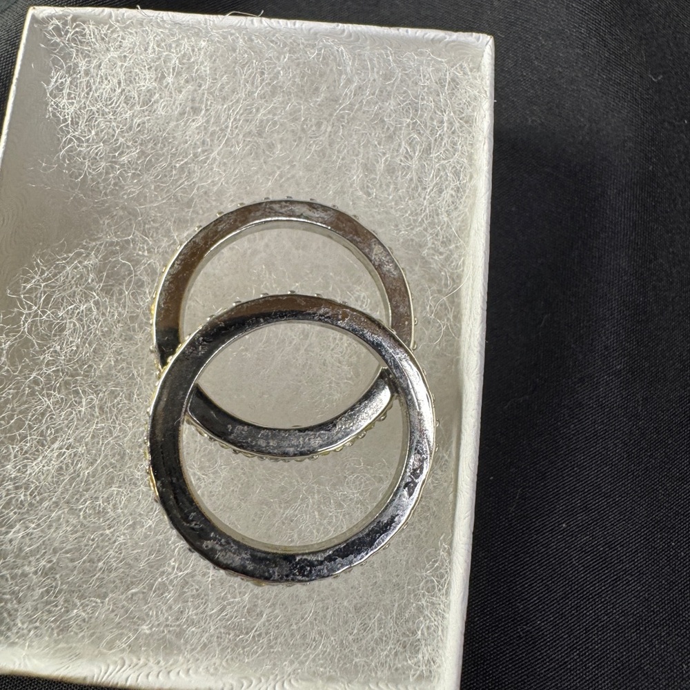 Chico’s Silver Rhinestone Ring Set - Picture 4 of 5